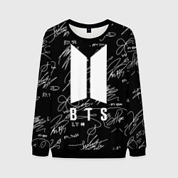 Свитшот мужской BTS - Автографы, цвет: 3D-черный