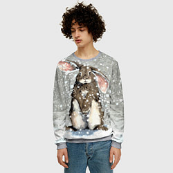Свитшот мужской Кролик Снежок Милый, цвет: 3D-меланж — фото 2