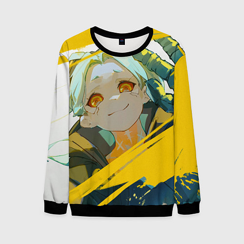 Мужской свитшот Киберпанк: Бегущие по краю Ребекка / 3D-Черный – фото 1