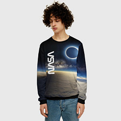 Свитшот мужской Солнечное затмение в открытом космосе, цвет: 3D-черный — фото 2