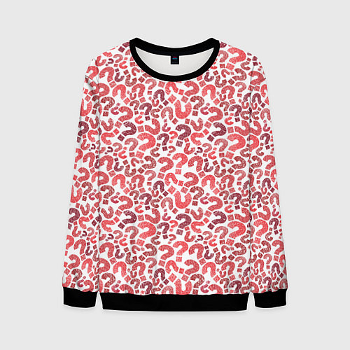 Мужской свитшот Вопросительные знаки разноцветные / 3D-Черный – фото 1