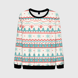 Свитшот мужской Новогодний свитер, но без оленей, цвет: 3D-черный