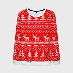 Мужской свитшот Рождественский красный свитер с оленями