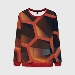 Свитшот мужской Абстрактные шестигранные фигуры, цвет: 3D-красный