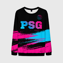 Свитшот мужской PSG - neon gradient: символ сверху, цвет: 3D-черный