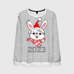 Мужской свитшот Белый кролик в шарфе 2023
