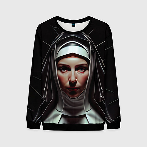 Мужской свитшот Нейросеть: монахиня / 3D-Черный – фото 1