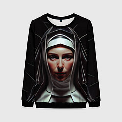 Свитшот мужской Нейросеть: монахиня, цвет: 3D-черный