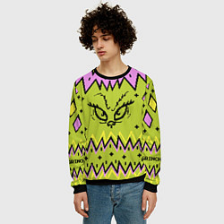 Свитшот мужской Новогодний свитер Гринча, цвет: 3D-черный — фото 2