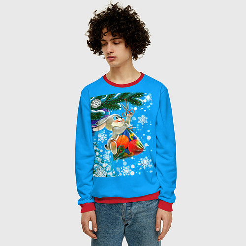 Мужской свитшот Новогодний подарок для зайки / 3D-Красный – фото 3