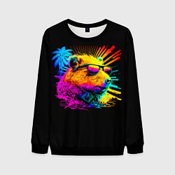 Мужской свитшот Капибара в тёмных очках - поп арт