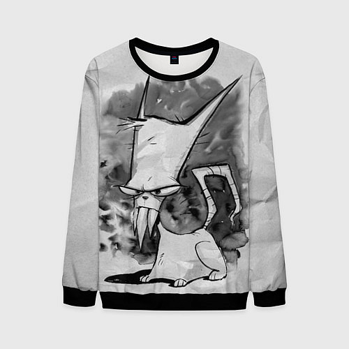 Мужской свитшот Кот зловред - червяк джим / 3D-Черный – фото 1