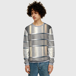 Свитшот мужской Металлические полосы - текстура алюминия, цвет: 3D-меланж — фото 2