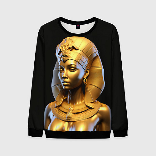 Мужской свитшот Нейросеть - золотая египетская богиня / 3D-Черный – фото 1