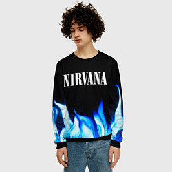 Свитшот мужской Nirvana blue fire, цвет: 3D-черный — фото 2