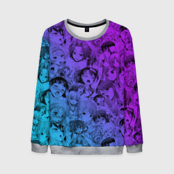 Свитшот мужской Ахегао красивый неон, цвет: 3D-меланж