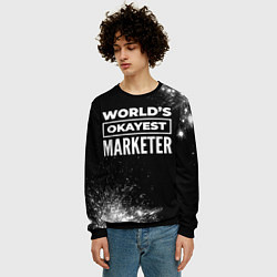 Свитшот мужской Worlds okayest marketer - dark, цвет: 3D-черный — фото 2