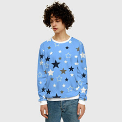 Свитшот мужской Звёзды на голубом фоне, цвет: 3D-белый — фото 2