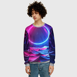 Свитшот мужской Круг и разноцветные кристаллы - vaporwave, цвет: 3D-меланж — фото 2
