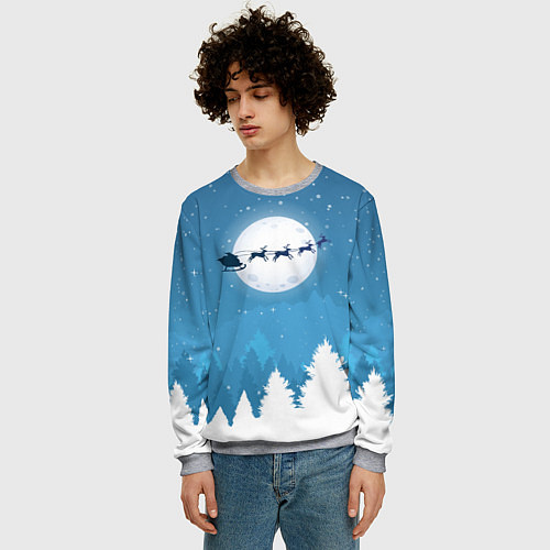 Мужской свитшот Новогодняя сказка дед мороз / 3D-Меланж – фото 3