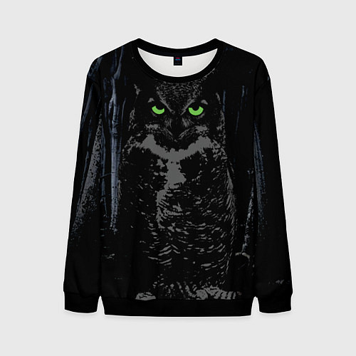 Мужской свитшот Сова в лесу / 3D-Черный – фото 1
