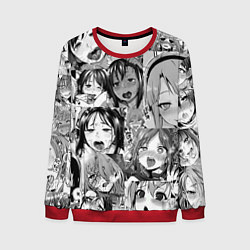 Свитшот мужской Ахегао паттерн, цвет: 3D-красный