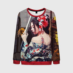 Мужской свитшот Японская девушка с самурайским мечом
