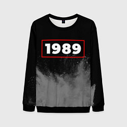 Свитшот мужской 1989 - в красной рамке на темном, цвет: 3D-черный