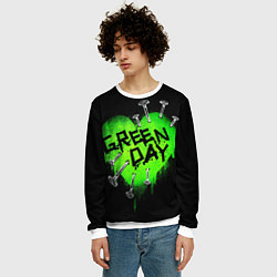 Свитшот мужской Green day heart nails, цвет: 3D-белый — фото 2