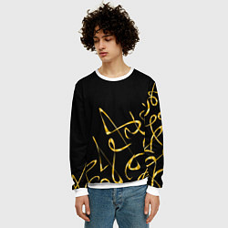 Свитшот мужской Золотая каллиграфия на черном фоне, цвет: 3D-белый — фото 2