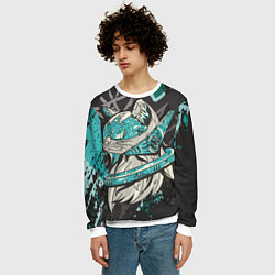 Свитшот мужской Футуристический кот, цвет: 3D-белый — фото 2