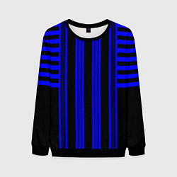 Свитшот мужской Черно синий полосатый узор, цвет: 3D-черный