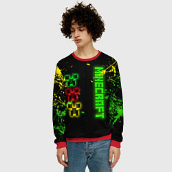 Свитшот мужской Minecraft - неоновые логотипы, цвет: 3D-красный — фото 2