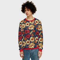Свитшот мужской Эффект цветочной вышивки, цвет: 3D-красный — фото 2