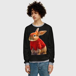 Свитшот мужской Кролик в свитере, цвет: 3D-меланж — фото 2