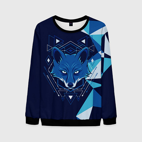 Мужской свитшот Голова синей лисы / 3D-Черный – фото 1