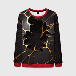 Мужской свитшот Трещины в пропасть: черно-золотой узор