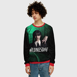 Свитшот мужской Уэнсдэй зеленый лес, цвет: 3D-красный — фото 2