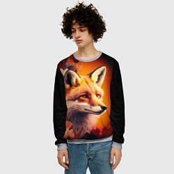 Свитшот мужской Огненно рыжая лиса в цветах, цвет: 3D-меланж — фото 2