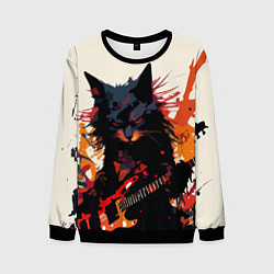 Мужской свитшот Black rocker cat on a light background - C-Cats co