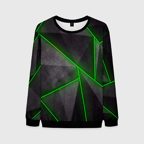 Мужской свитшот Stripes Abstract green / 3D-Черный – фото 1