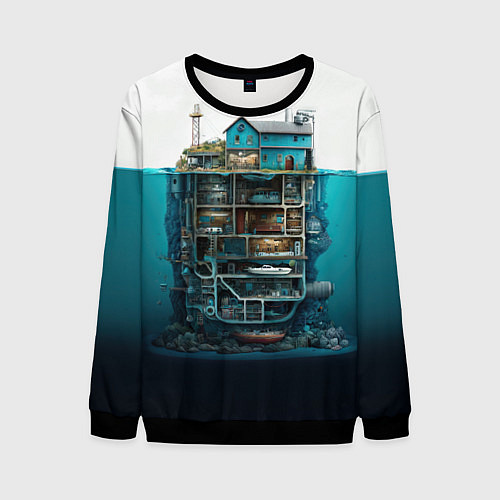 Мужской свитшот Подводный дом / 3D-Черный – фото 1