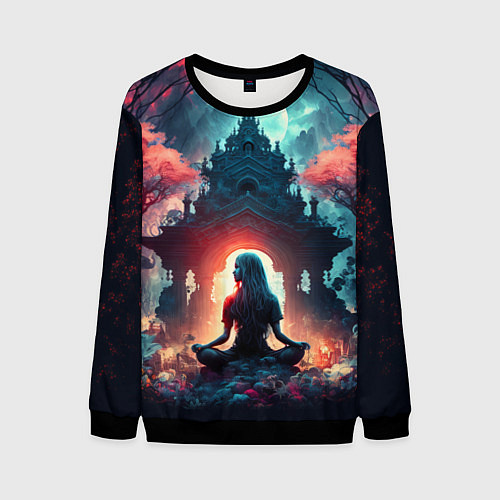 Мужской свитшот Медитирующая девушка / 3D-Черный – фото 1