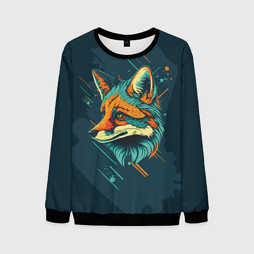 Мужской свитшот Загадочный лис / 3D-Черный – фото 1