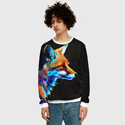 Свитшот мужской Красочная лисичка, цвет: 3D-белый — фото 2