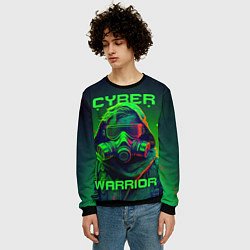 Свитшот мужской Кибер воин в стиле киберпанк, цвет: 3D-черный — фото 2