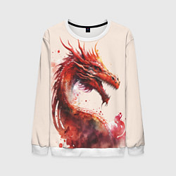 Свитшот мужской Живописный красный дракон, цвет: 3D-белый