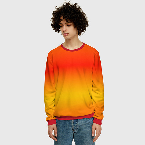 Мужской свитшот Переливы оранжевого / 3D-Красный – фото 3