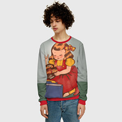 Свитшот мужской Девочка с виниловой пластинкой - рождена быть звез, цвет: 3D-красный — фото 2