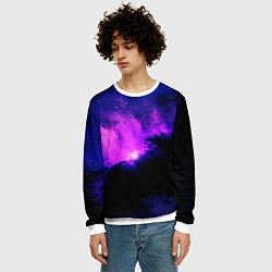 Свитшот мужской Неоновый туманный космос, цвет: 3D-белый — фото 2
